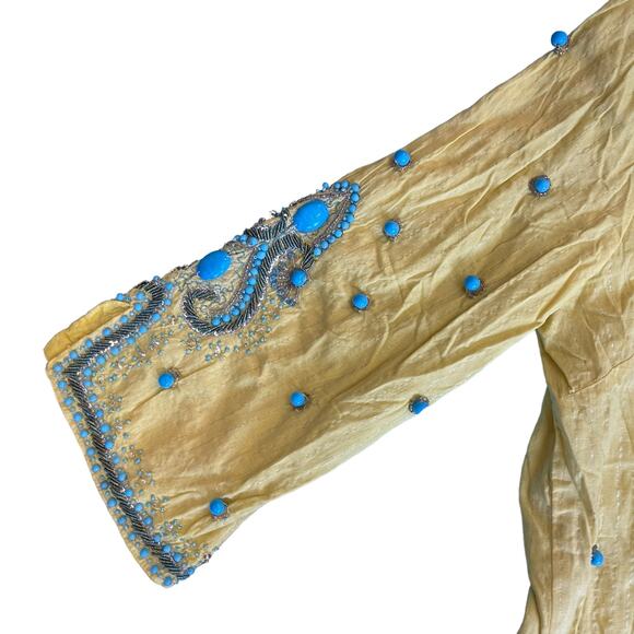 Boston Proper Women's Lightweight Turquoise Baubles Tunic top Yellow Size Medium - Picture 3 of 14